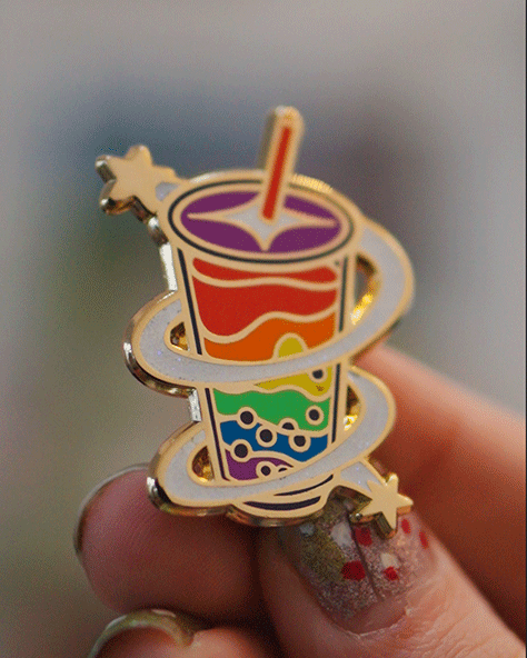 Rainbow Sparkles – Boba Bliss Enamel Pin