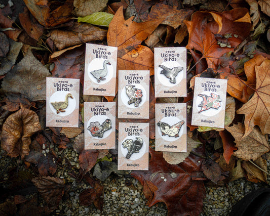 Ukiyo-e Bird Enamel Pin Set (vol 1.)