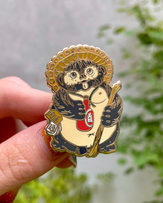 Tanuki Statue Enamel Pin