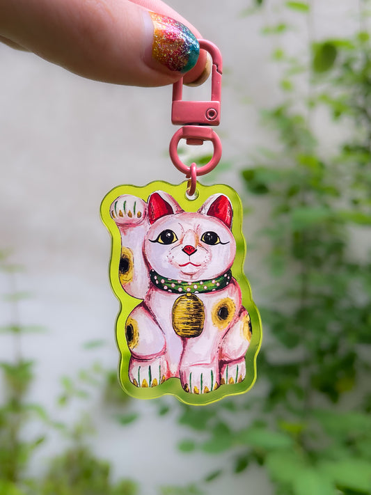 White Lucky Cat – Acrylic Charm