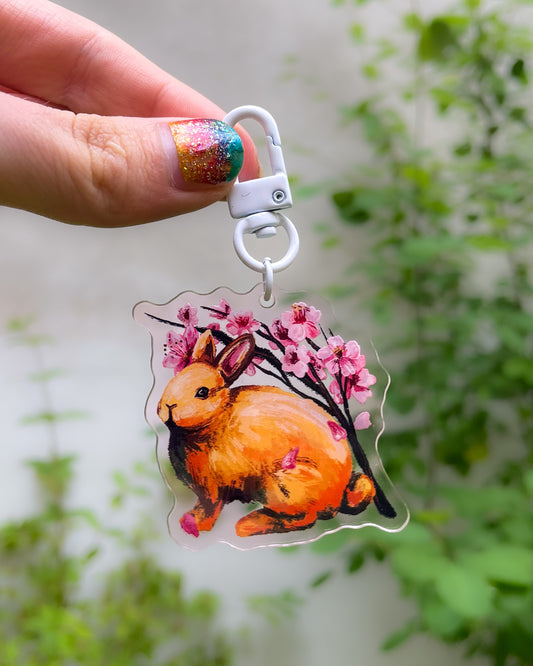 Sakura Bunny (White) – Acrylic Charm