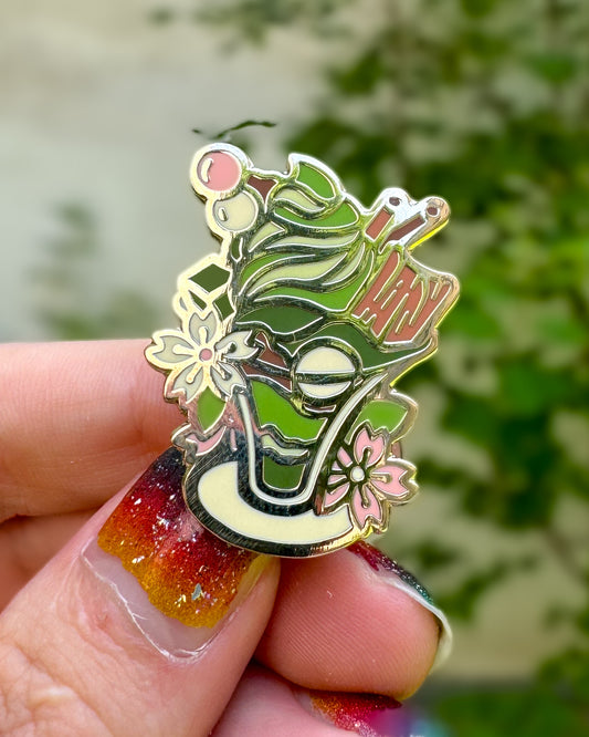 Ice Cream Sundae – Matcha Dessert Enamel Pin