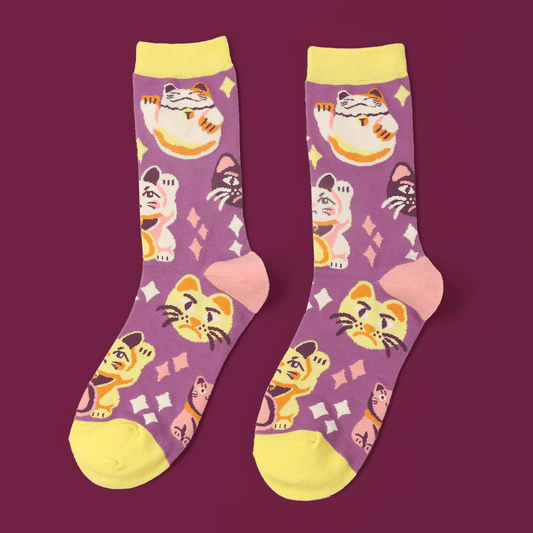 Pink Lucky Cats – Art Socks