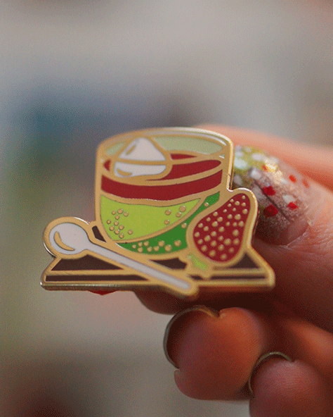 Strawberry Matcha Pudding – Matcha Dessert Enamel Pin
