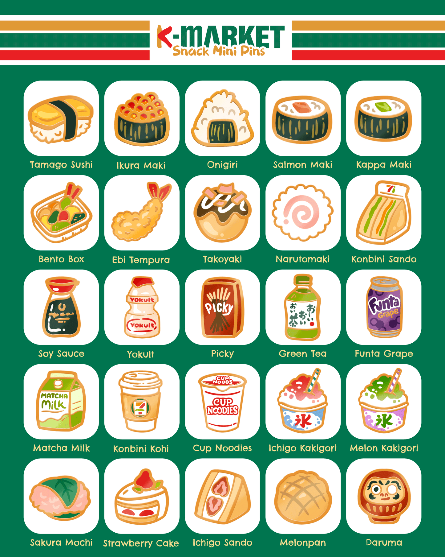 Konbini Snacks – Mini Pins
