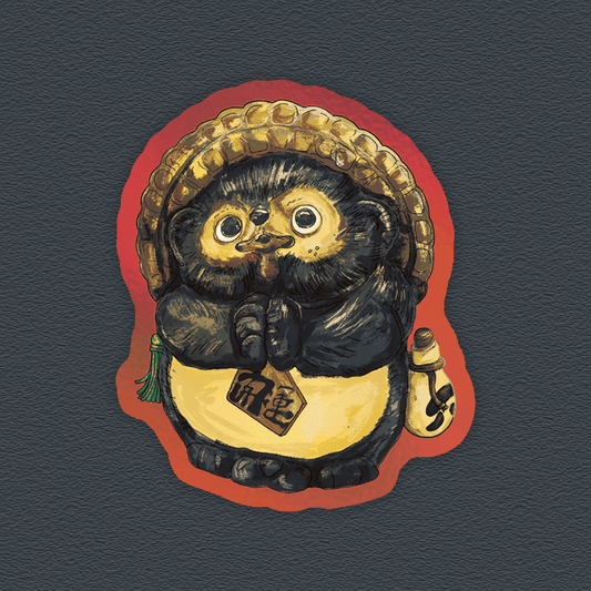 Tanuki Statue – Holographic Sticker