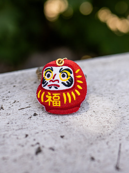 Lucky Daruma – Embroidered Keychain Charm