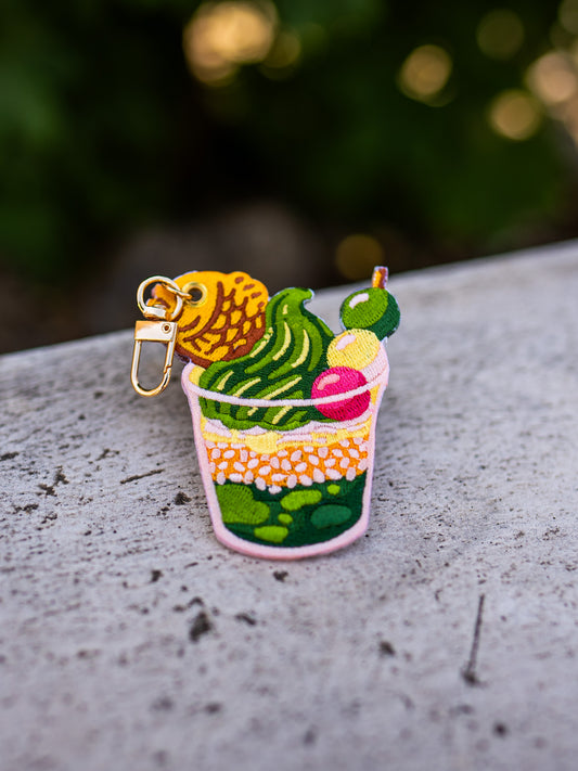 Matcha Taiyaki Parfait – Embroidered Keychain Charm