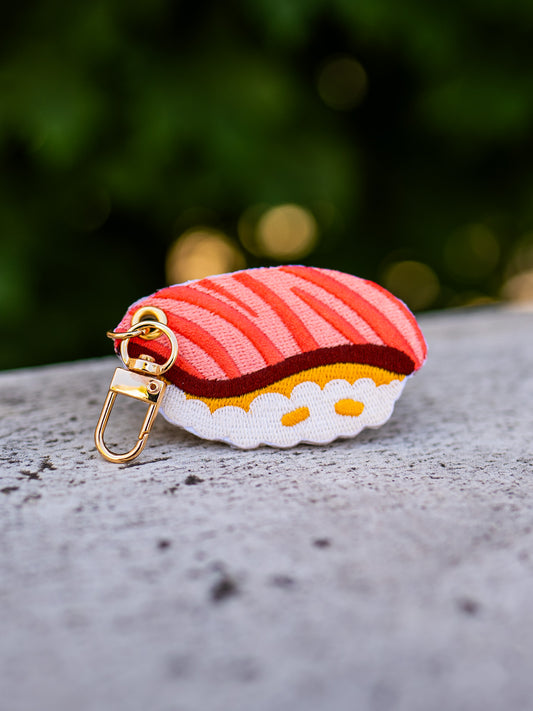 Salmon Sushi – Embroidered Keychain Charm