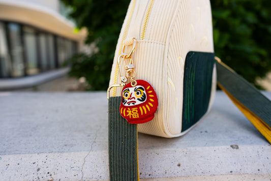 Lucky Daruma – Embroidered Keychain Charm