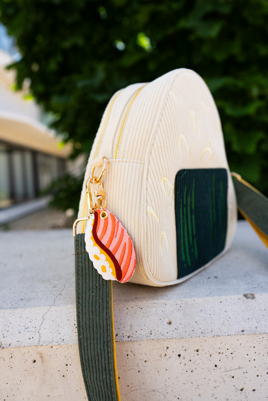 Salmon Sushi – Embroidered Keychain Charm