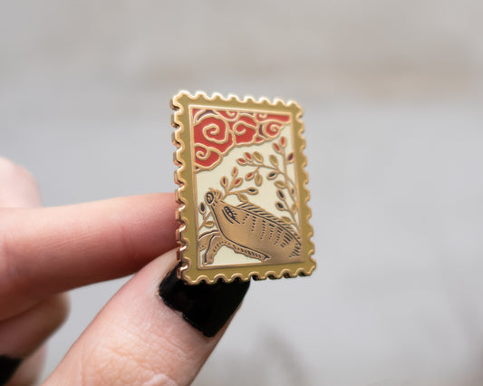 Japanese Hanafuda Stamp Enamel Pin – Wild Boar