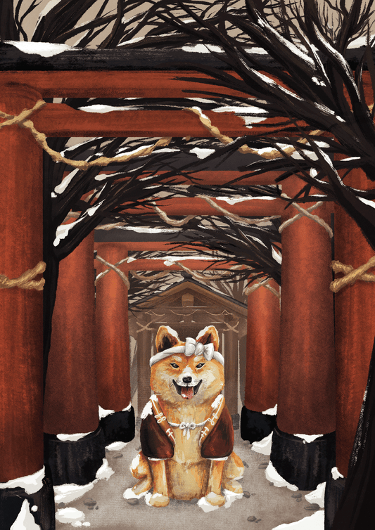 Winter Shiba – Four Seasons Postcard