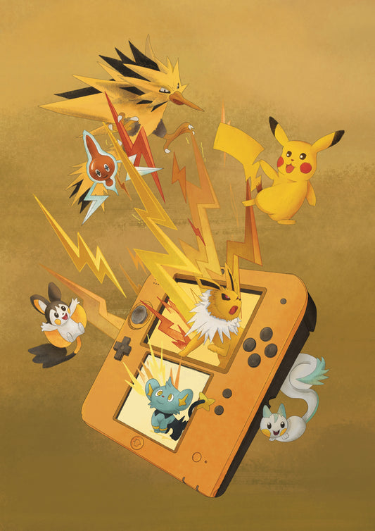 Gaming Nostalgia: Electric Sparks – A6 Art Print