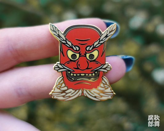 Japanese Tengu Mask Enamel Pin