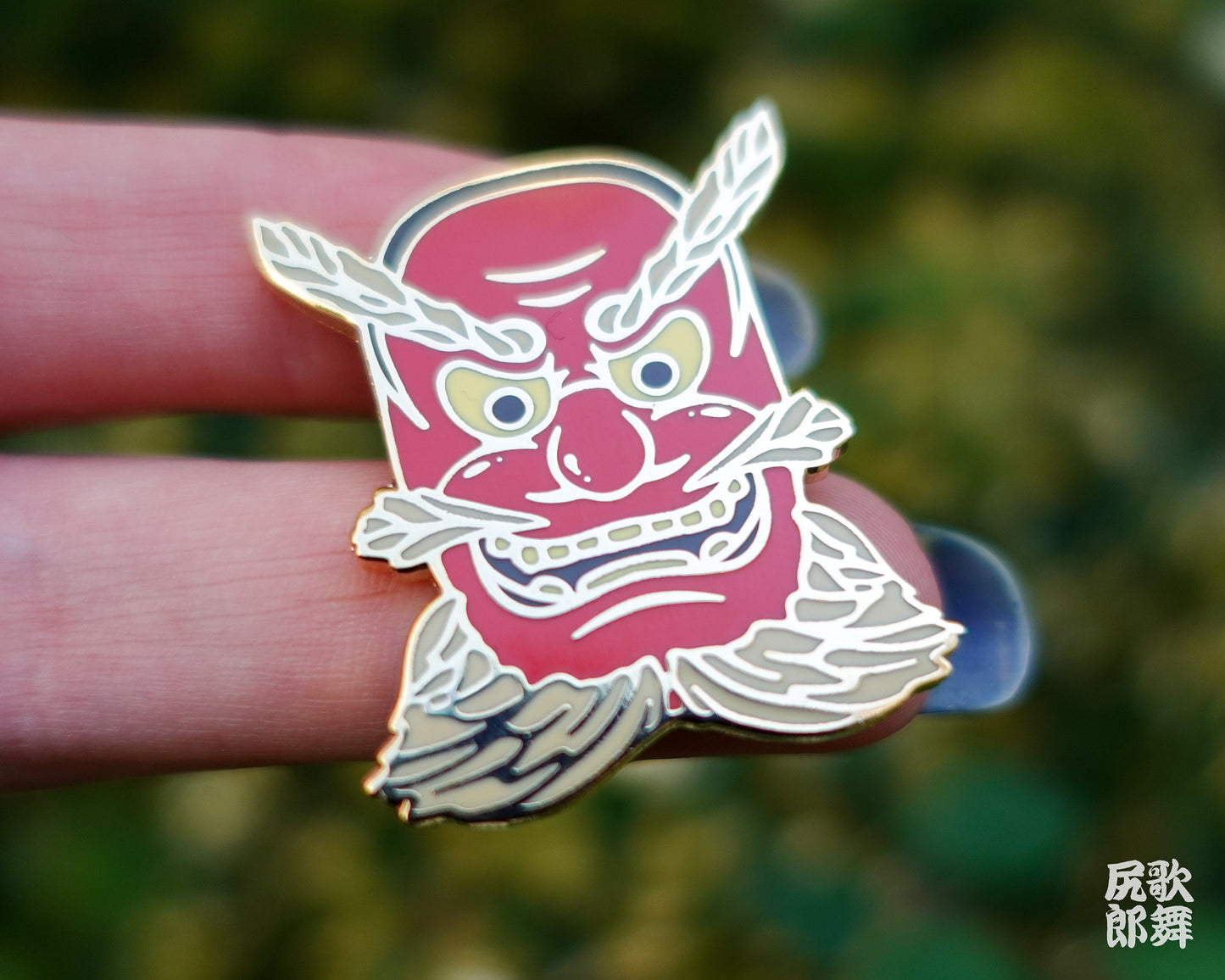 Japanese Tengu Mask Enamel Pin