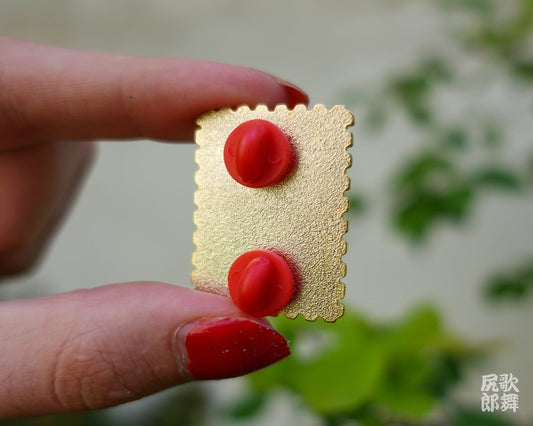 Japanese Hanafuda Stamp Enamel Pin – Full Moon