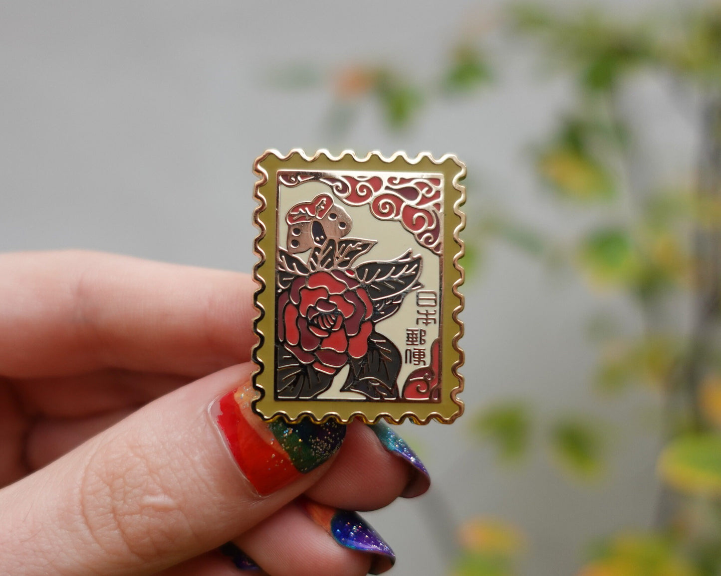 Japanese Hanafuda Stamp Enamel Pin – Butterflies