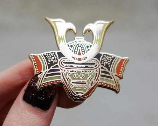 Japanese Samurai Helmet Enamel Pin