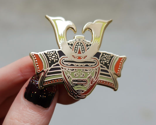 Japanese Samurai Helmet Enamel Pin
