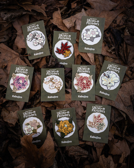 Ukiyo-e Flower Enamel Pin Set