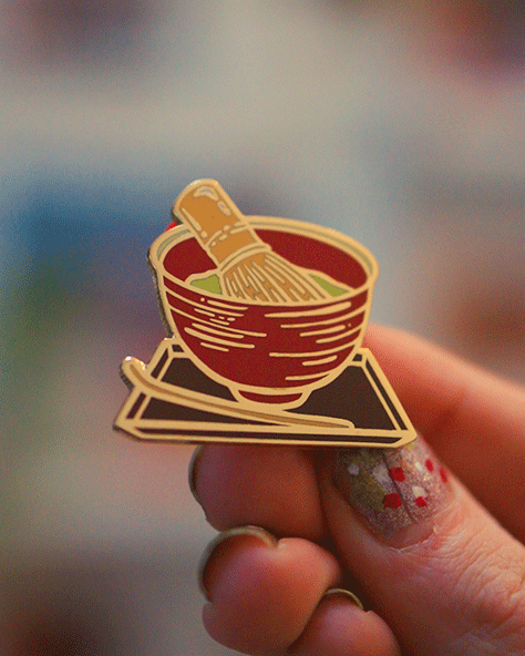 Strawberry Matcha Bowl  – Matcha Dessert Enamel Pin