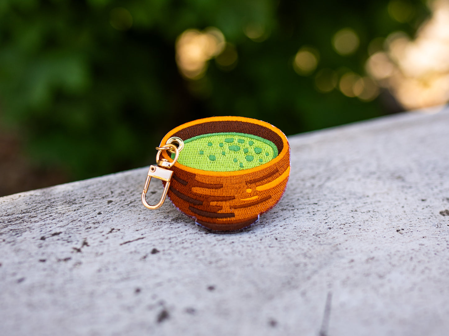 Matcha Bowl and Whisk – Embroidered Keychain Charm Set