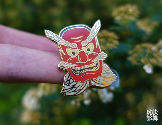 Japanese Tengu Mask Enamel Pin