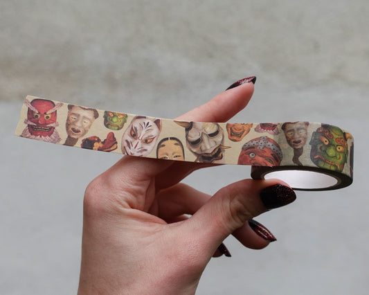 Japanese Masks – Noh Washi Tape [Oni, Hanya, Kitsune and Tengu Masks]