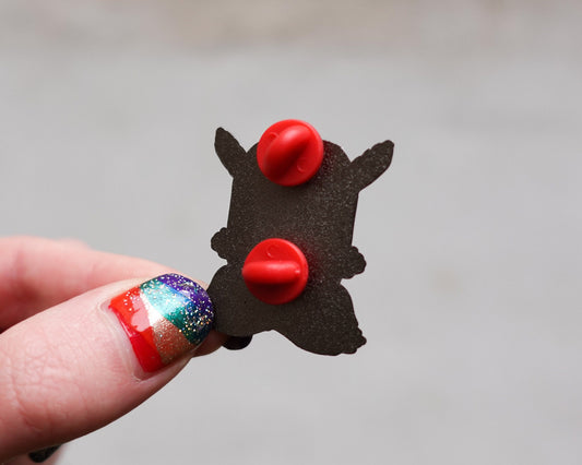 Japanese Tengu Mask Enamel Pin – Black and White Manga Edition